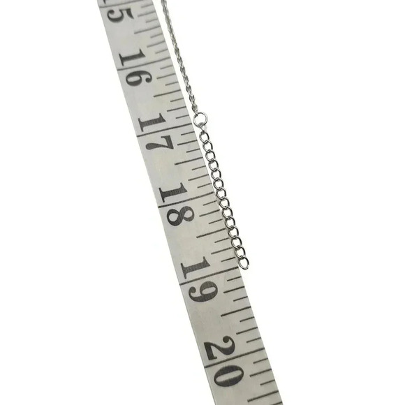 Blue Rhinestone Crystal Station Pendant Chain Necklace Silver Tone Vintage - Picture 5 of 5